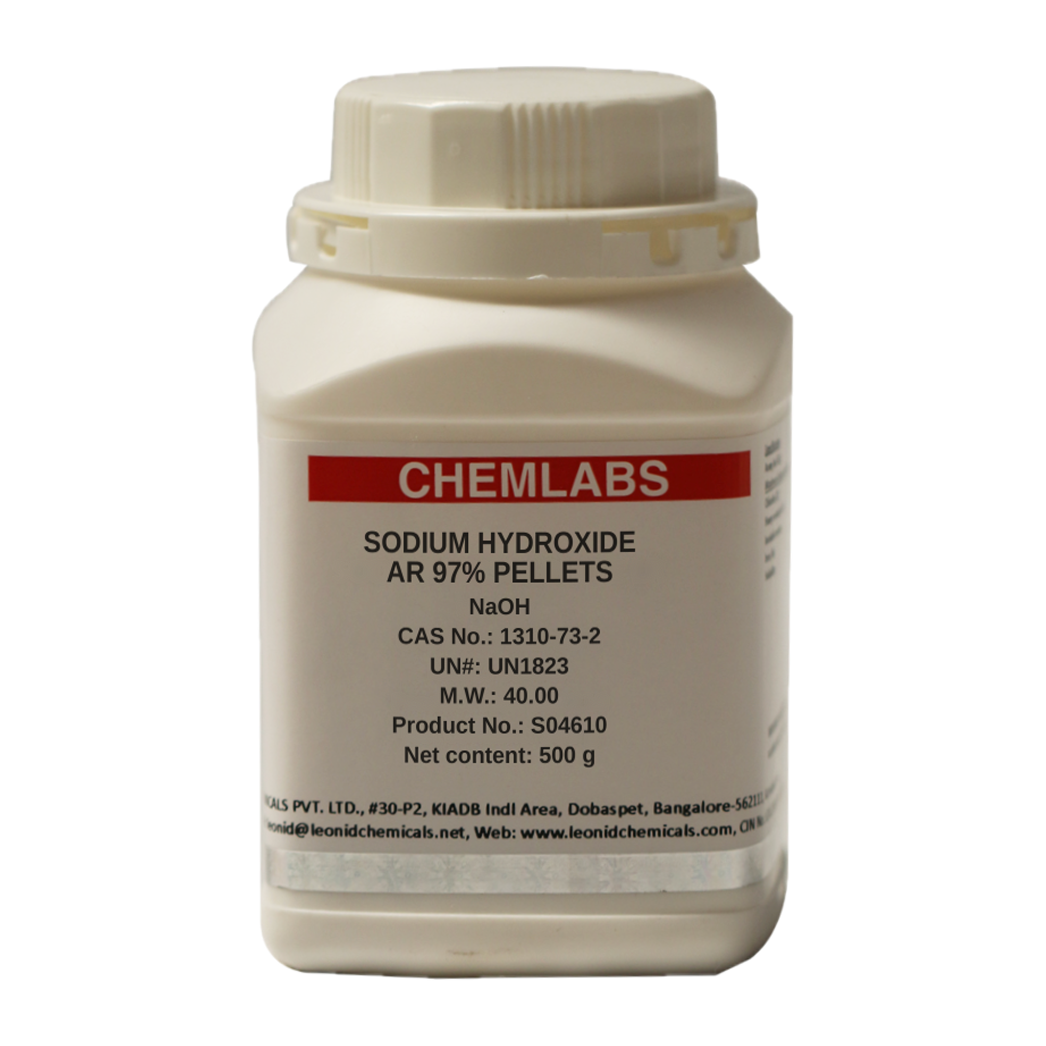 Sodium Hydroxide AR 97% Pellets, 500 g