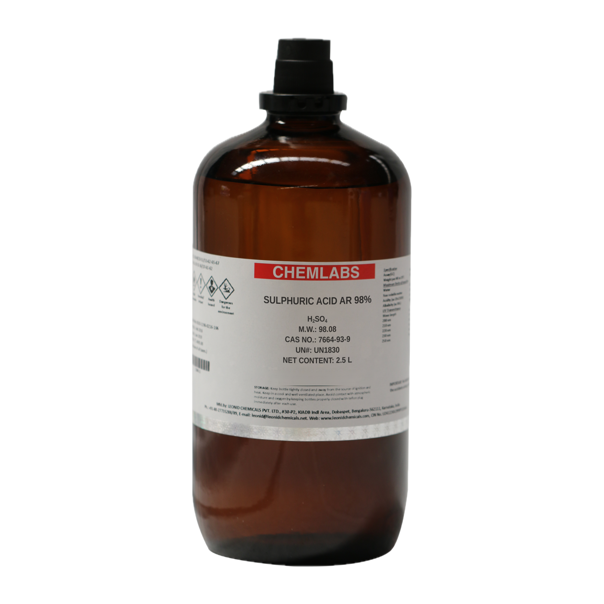 Sulphuric Acid AR 98%, 2.5 L